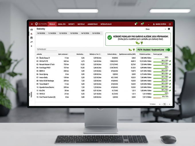 Elektronická kniha jízd pro EV